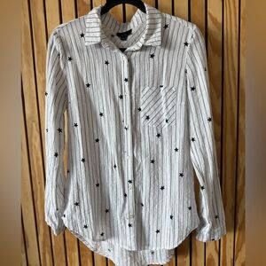 LUMIERE White Button-Up Stars and Striped Shirt - Small